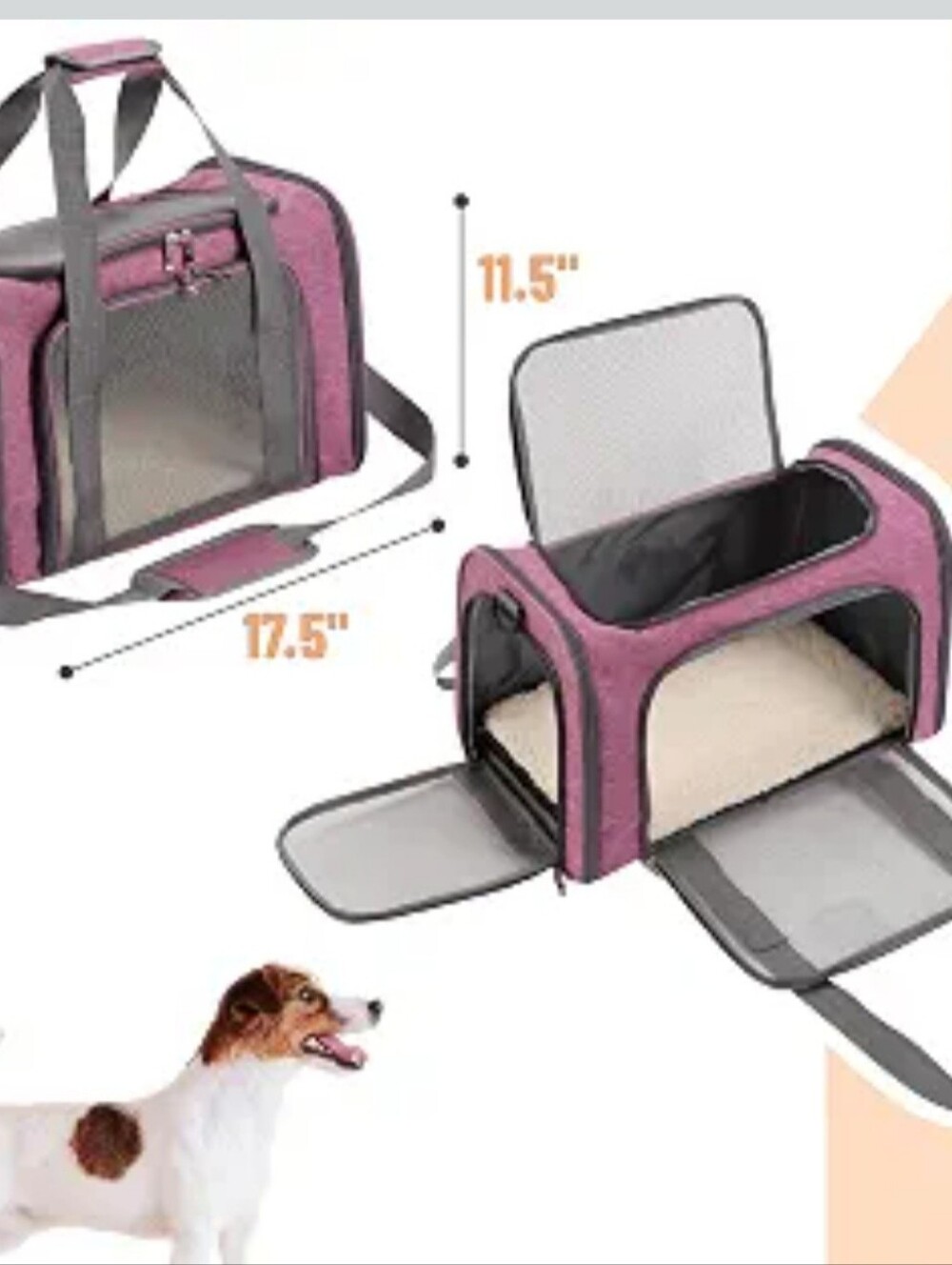 Pet Travel Carrier - Pink Soft-Sided Dog Carrier